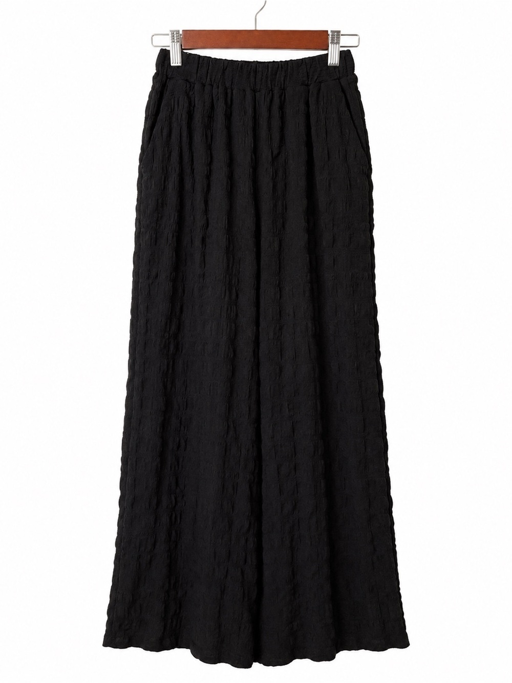 NWT Nordstrom Rack Black Textured Elastic-Waist Wide Leg Pants, Size XS